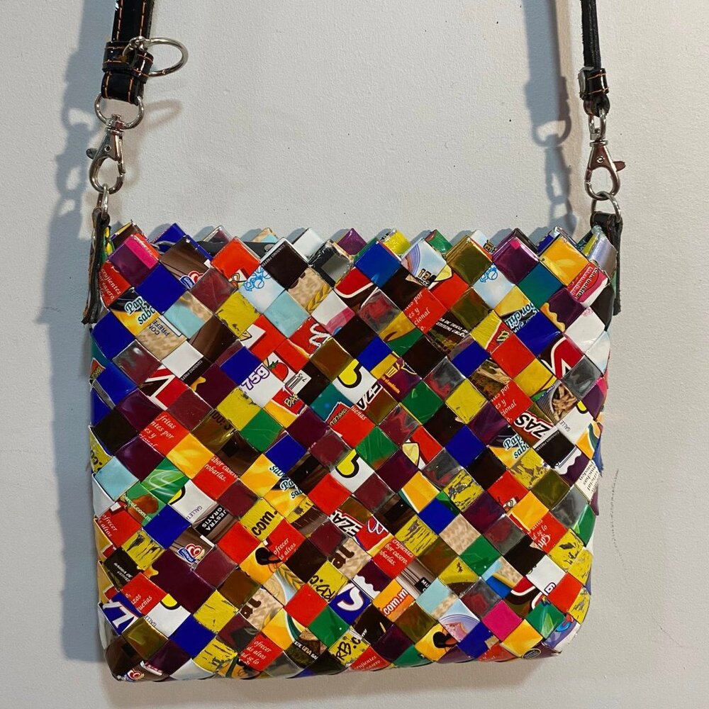 Nahui Ollin Candy Wrapper Crossbody Purse  9 x 8